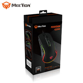 Do rato luminoso claro do cabo de MeeTion POSEIDON G3360 12000 DPI pro Marco rato eletrônico prendido ótico alto do jogo do Gamer